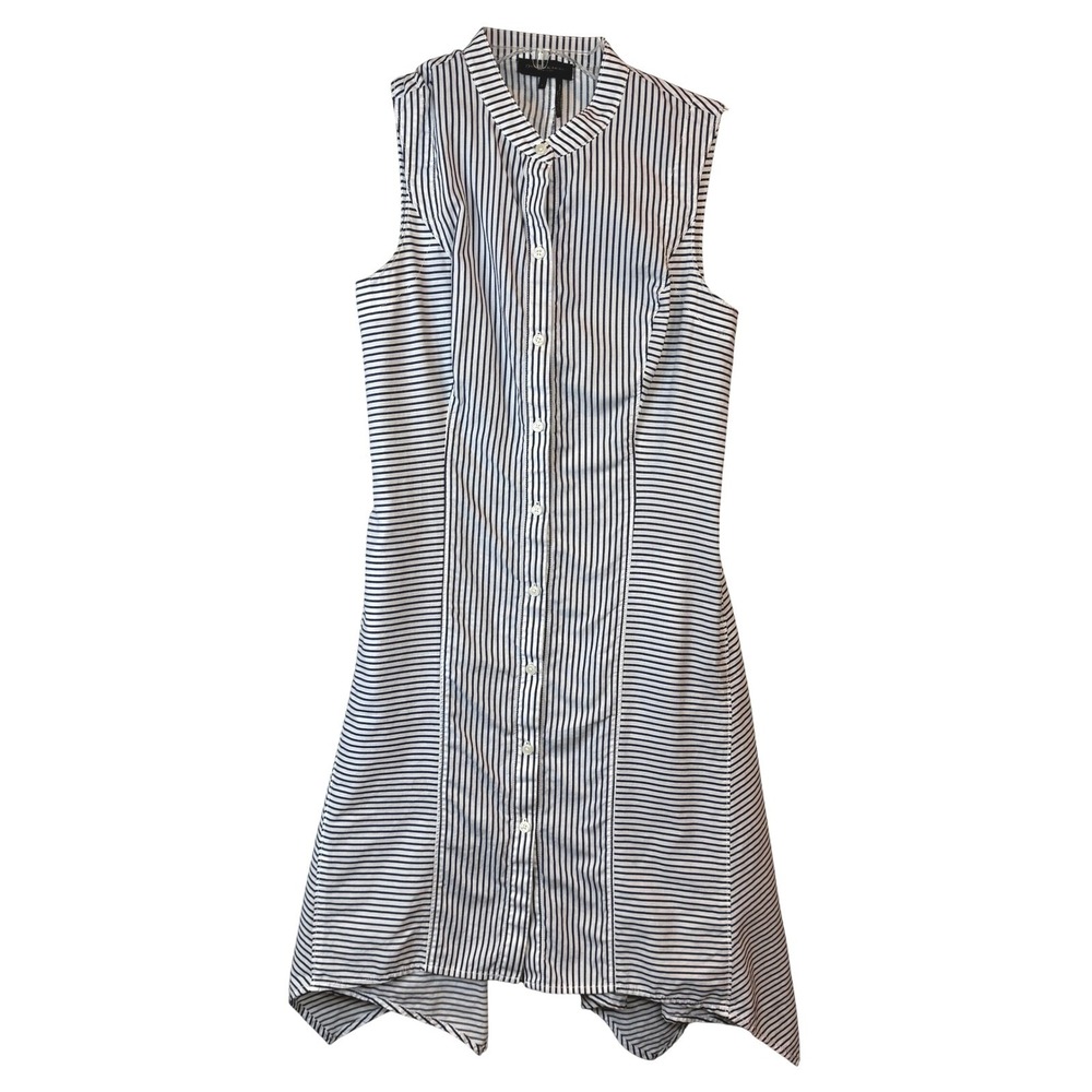 Donna Karan New York Shirt Dress Womens S Blue White Striped Sleeveless Cotton